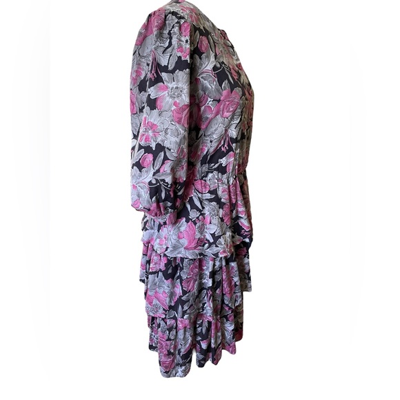 CGJ Vintage 80s Witchy Whimsygoth Artsy Grunge Floral Layered Ruffle Midi Dress - Picture 3 of 7
